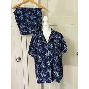 CABERNET SLEEPWEAR FLORAL BUTTON UP TOP AND LONG SHORTS WOMENS 1X